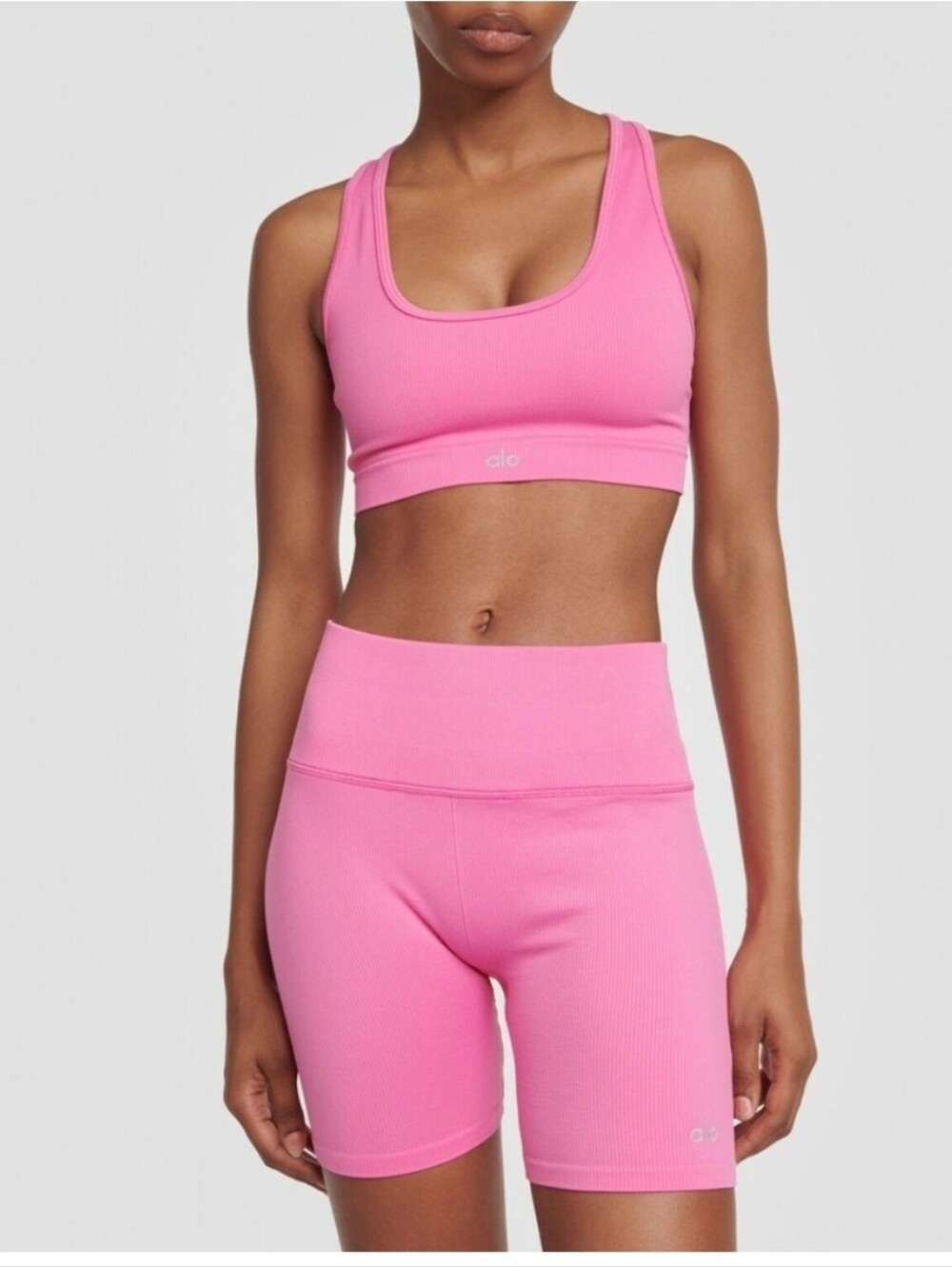 Alo Black Ribbed Racerback Sports Bra - Picture 6 of 7